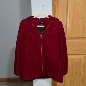 Avanti Red Wool Blend Long Dress Coat Women’s Size Small